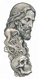 jesus christ touching a skull  tattoo design idea