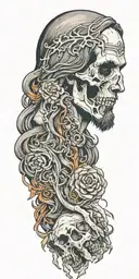 jesus christ touching a skull  tattoo design idea