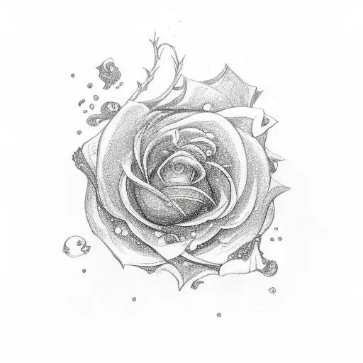leviathan with rose petals floating around it tattoo design idea