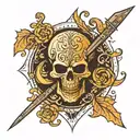 For a minimalist tattoo that pays tribute to Macbeth and fits on the triceps, we can design a simplified, elegant versio tattoo design idea