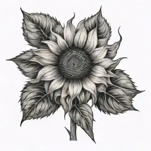 sunflower with amber as the stem wrapped tattoo design idea