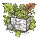 gardening tools  lettuce in a box  tattoo design idea