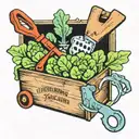 gardening tools  lettuce in a box  tattoo design idea