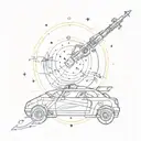A tattoo of a cosmic map featuring constellations shaped like sports cars, books, and music notes, symbolizing your diverse interests and passions tattoo design idea