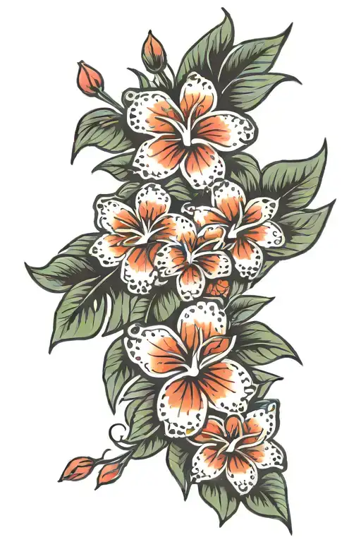 Hawaiian flowers tattoo design idea