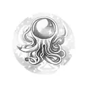 A mystical squid wrapped around a crystal ball with stars in the background tattoo design idea