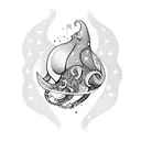 A mystical squid wrapped around a crystal ball with stars in the background tattoo design idea