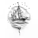 sailing boat tattoo design idea