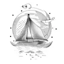 sailing boat tattoo design idea