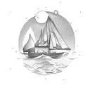 sailing boat tattoo design idea