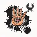 devil hand print surrounded tattoo design idea