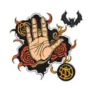 devil hand print surrounded tattoo design idea