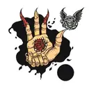 devil hand print surrounded tattoo design idea