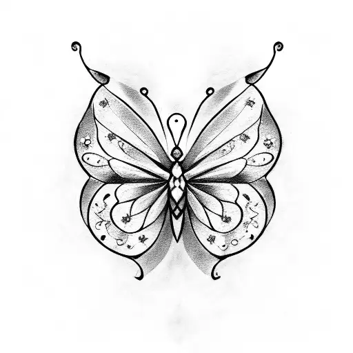 little butterfly and blackwork style tattoo design idea