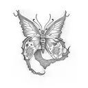 little butterfly and blackwork style tattoo design idea