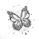 little butterfly and blackwork style tattoo design idea