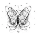 little butterfly and blackwork style tattoo design idea