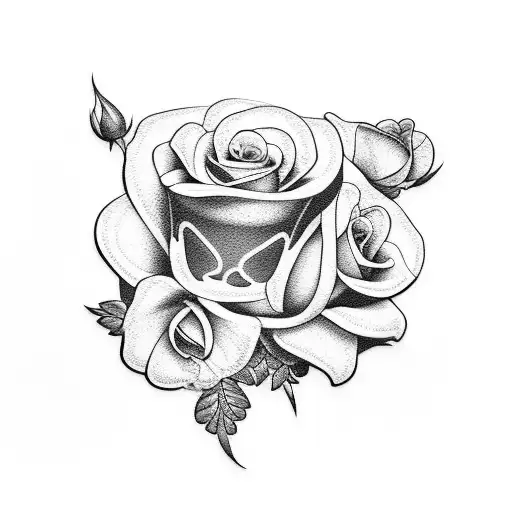 Lilo and Stitch with roses  tattoo design idea