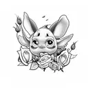Lilo and Stitch with roses  tattoo design idea