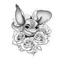 Lilo and Stitch with roses  tattoo design idea