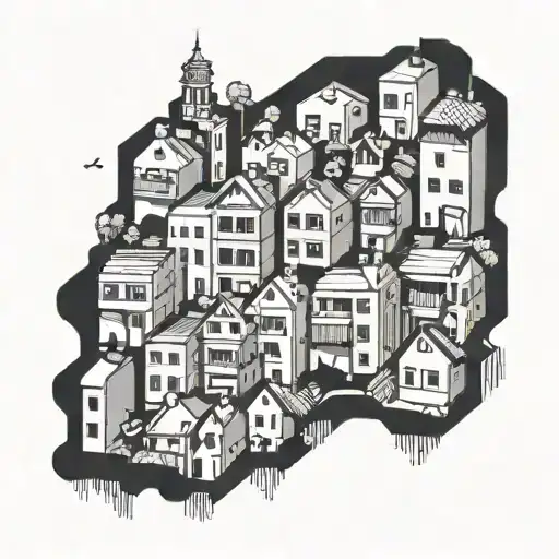 suburbs and city contrast   tattoo design idea