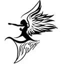 Angel stepping on demon tattoo design idea