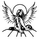 Angel stepping on demon tattoo design idea