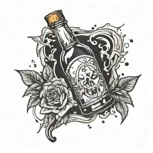 broken bottle tattoo design idea