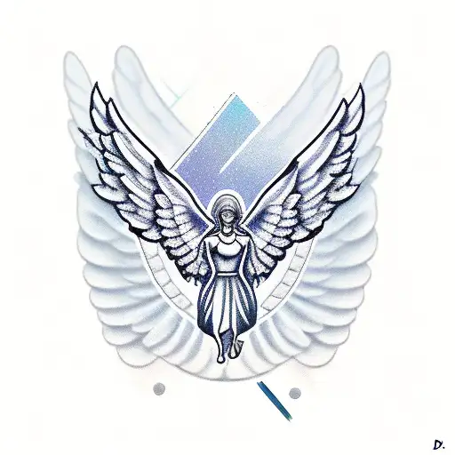 The Letter D with an Angel Wing on the right side tattoo design idea