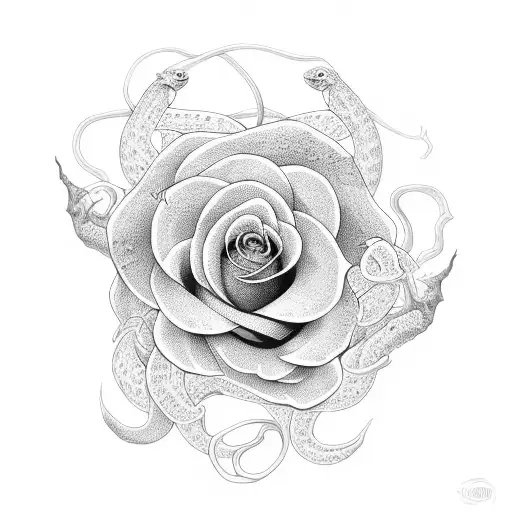 snake rose tattoo design idea