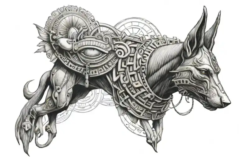 ANUBIS AND RA tattoo design idea