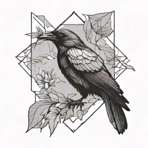 A minimalist tattoo of a crow perched on a larynx, symbolizing the connection between voice and nature tattoo design idea