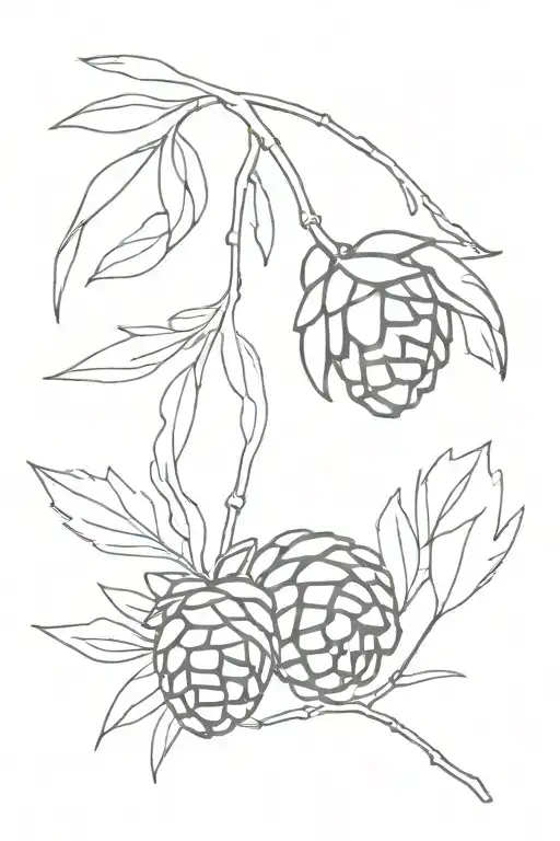 an acorn and a pinecone tattoo design idea