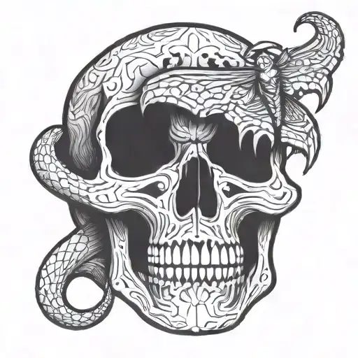 death eater skull moth tattoo design idea