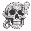 death eater skull moth tattoo design idea