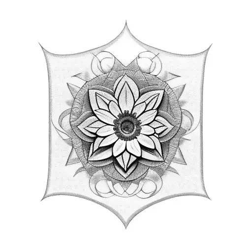 A tattoo design combining a capricorn symbol with a gerbera flower and roman numberals for 1967 tattoo design idea