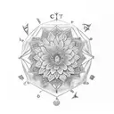 A tattoo design combining a capricorn symbol with a gerbera and roman numerals for 1967 tattoo design idea