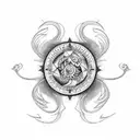 A tattoo design combining a capricorn symbol with a gerbera and roman numerals for 1967 tattoo design idea