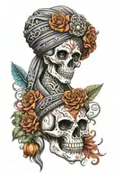 day of the dead skull with a turban tattoo design idea