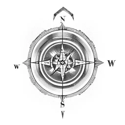 broken compass tattoo design idea