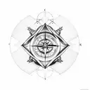 rose, broken compass, illuminati tattoo design idea