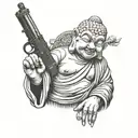 gangster Buddha with gun tattoo design idea