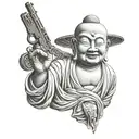 gangster Buddha with gun tattoo design idea