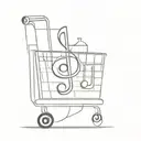 A minimalist tattoo of a music note intertwined with a shopping cart, symbolizing your love for music and your occupation as a Lidl operator tattoo design idea