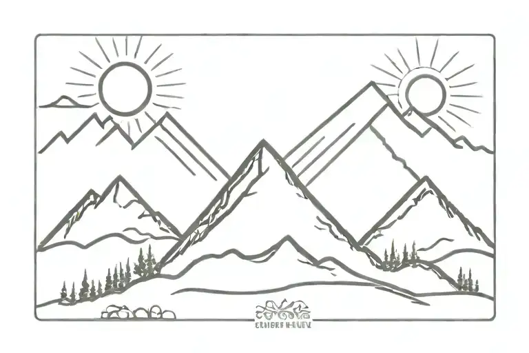 A minimalist tattoo of a sun rising over a mountain peak, representing the teacher's dedication to guiding students towards success tattoo design idea