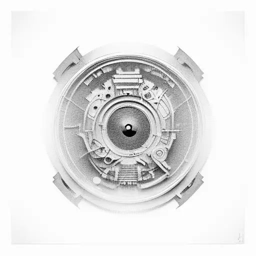 a gold record in a frame tattoo design idea