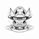 bulbasaur with cowboy hat tattoo design idea