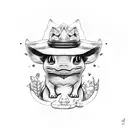 bulbasaur with cowboy hat tattoo design idea