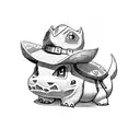 bulbasaur with cowboy hat tattoo design idea