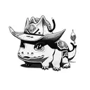 bulbasaur with cowboy hat tattoo design idea